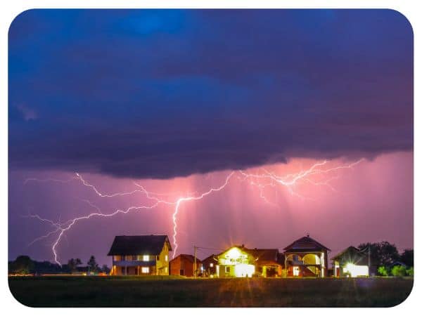 house in a lightening storm